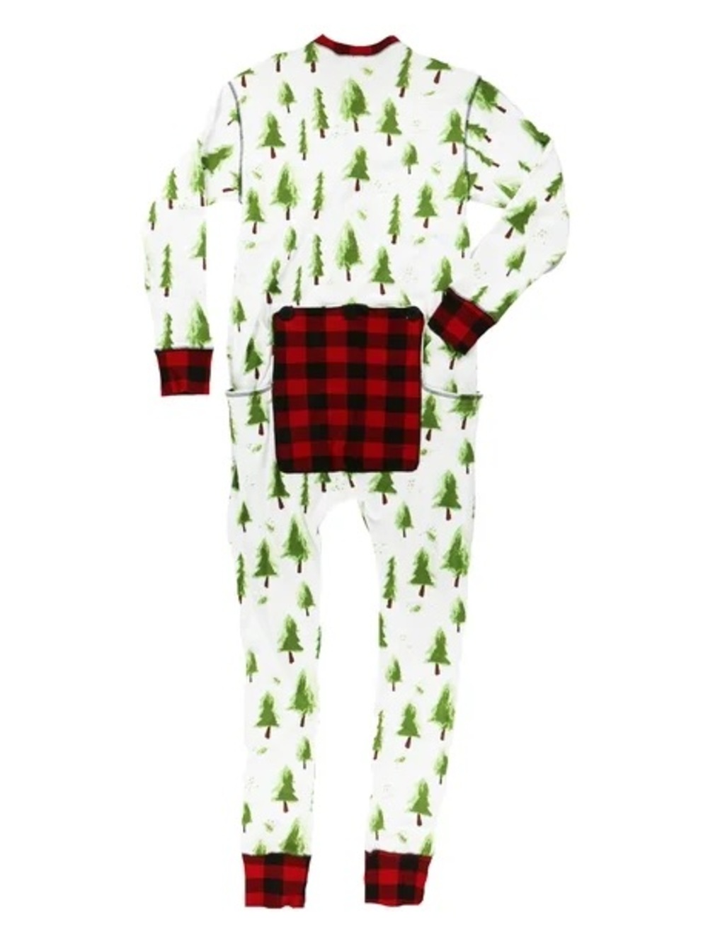 Lazy One White Tree Print Pajama Set with Red Buffalo Check Pocket size XXL *NWT